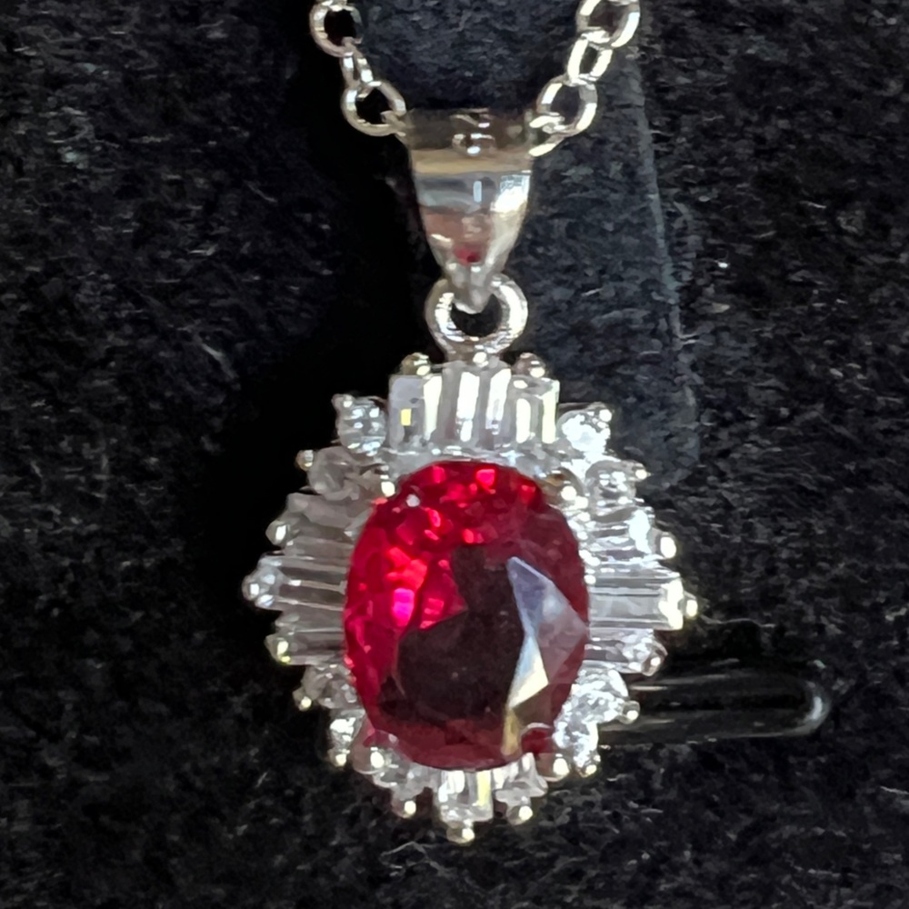 3 ct Ruby & Topaz Necklace
